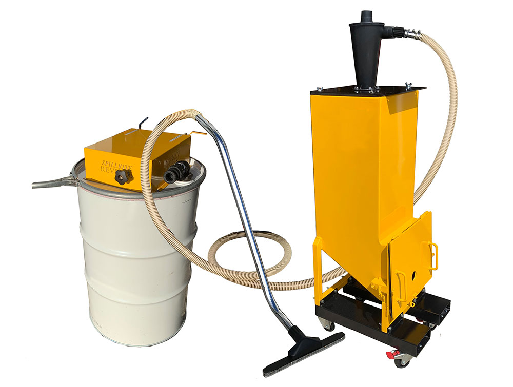 Sandblasting abrasive recovery vacuum system with Vactank110/Cyclone 100 cfm