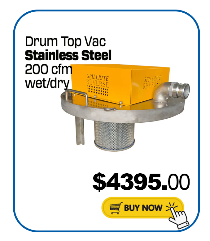 Drum Top Vac Air operated Stainless 4395