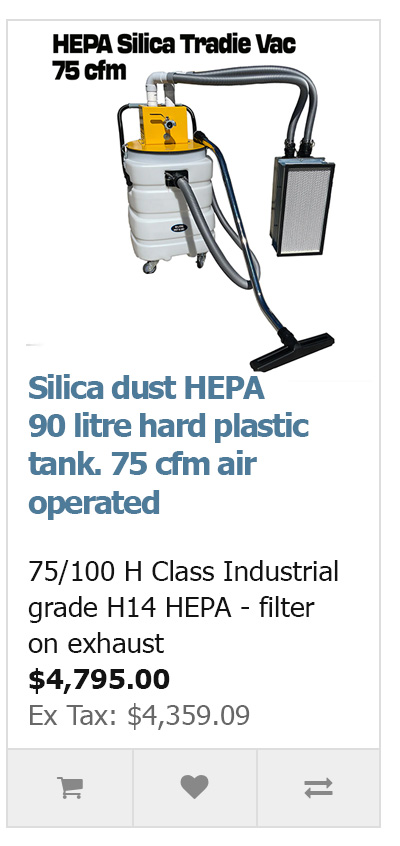 Air operated hepa dust vacuum
