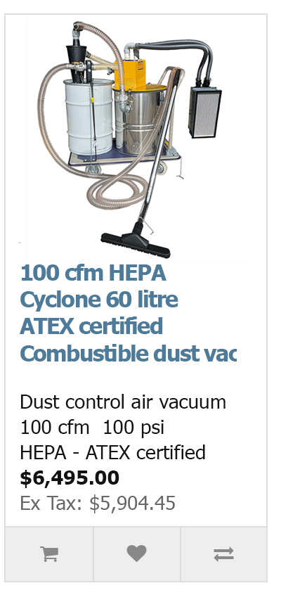Pneumatic HEPA vacuum system 60 litre with Cyclone